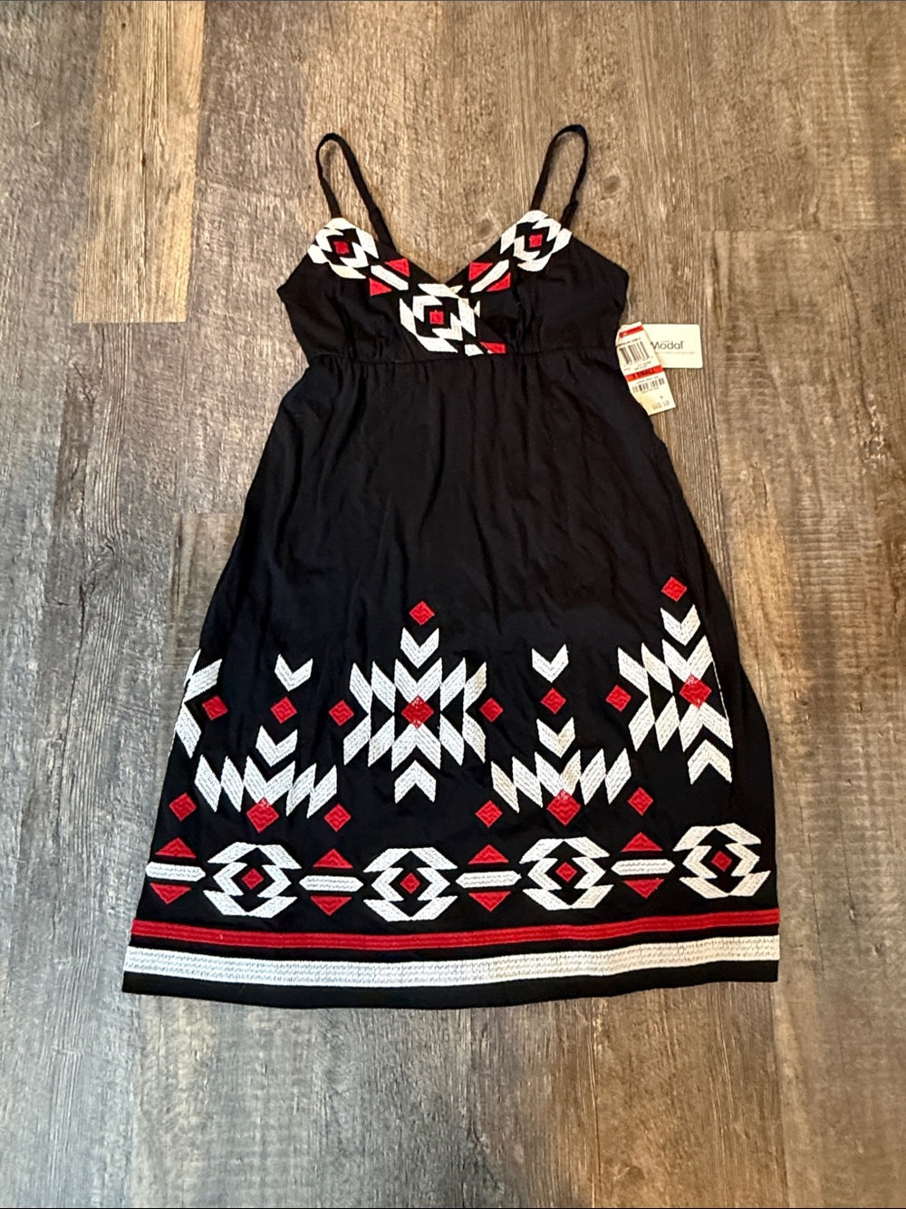 Black Geometric Embroidered Sundress
